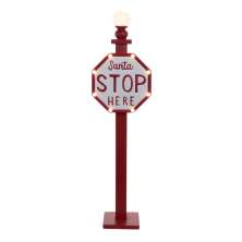Enfeite Natalino Espressione Placa com Luz Santa Stop Here Vermelha e Branca 105 cm