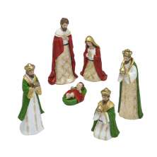Enfeite Natalino Espressione Presépio 6 Peças Dourado, Verde e Vermelho 23 cm