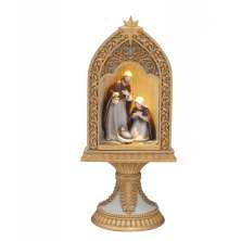 Enfeite Natalino Espressione Sagrada Família Cinza e Dourado 27 cm