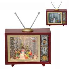 Enfeite Natalino Espressione TV com Luz e Movimento Bonecos de Neve e Crianças Vermelha 24 cm