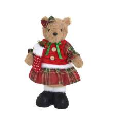 Enfeite Natalino Espressione Ursa Marrom Claro e Vermelho 40 cm
