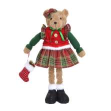 Enfeite Natalino Espressione Ursa Marrom Claro e Vermelho 48 cm