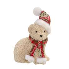 Enfeite Natalino Espressione Urso Marrom Claro e Vermelho 25 cm