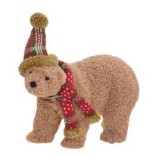 Enfeite Natalino Espressione Urso Marrom e Vermelho 29 cm