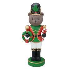 Enfeite Natalino Espressione Urso com Guirlanda Vermelho e Verde 33 cm