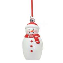 Enfeite Natalino para Árvore Espressione Boneco de Neve Branco e Vermelho 13 cm