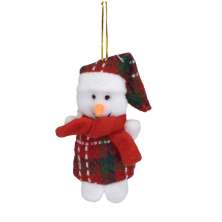 Enfeite Natalino para Árvore Espressione Boneco de Neve Branco e Xadrez 12 cm