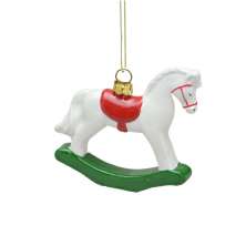 Enfeite Natalino para Árvore Espressione Cavalo Branco e Vermelho 10 cm