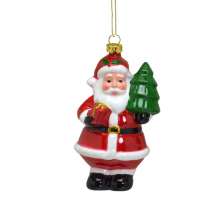 Enfeite Natalino para Árvore Espressione Papai Noel com Pinheiro Vermelho e Branco 15 cm