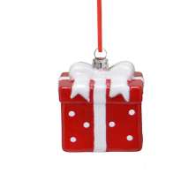 Enfeite Natalino para Árvore Espressione Presente Vermelho e Branco 10 cm