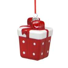 Enfeite Natalino para Árvore Espressione Presente Vermelho e Branco 6 cm