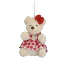 Enfeite Natalino para Árvore Espressione Ursa Bege e Xadrez Branco 11 cm