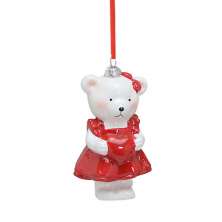 Enfeite Natalino para Árvore Espressione Ursa Branco e Vermelho 12 cm