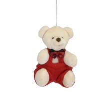 Enfeite Natalino para Árvore Espressione Urso com Macacão Bege e Vermelho 11 cm