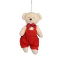 Enfeite Natalino para Árvore Espressione Urso com Macacão Marrom e Vermelho 16 cm