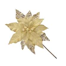 Flor Natalina Espressione Dourada 33 cm