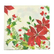 Guardanapo de Papel Natalino Espressione Flores Verde e Vermelho