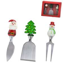 Kit com 3 Talheres Natalinos para Queijo Espressione Vermelho e Verde