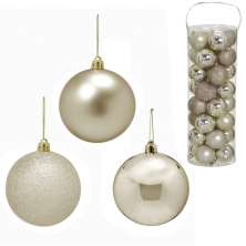 Kit com 32 Bolas Natalinas Espressione Champanhe 5 cm