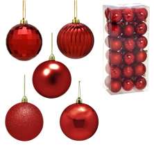 Kit com 36 Bolas Natalinas Espressione Vermelho 6 cm