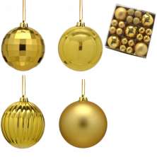 Kit com 37 Bolas Natalinas Espressione Dourado 8 cm