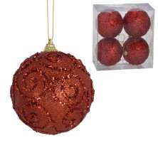 Kit com 4 Bolas Natalinas Espressione 10 cm Vermelho