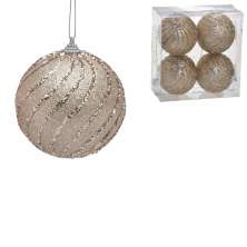 Kit com 4 Bolas Natalinas Espressione 8 cm Champanhe