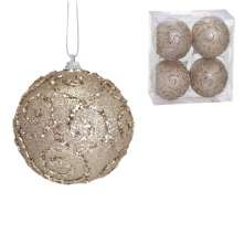 Kit com 4 Bolas Natalinas Espressione 8 cm Champanhe II