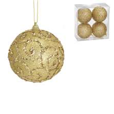 Kit com 4 Bolas Natalinas Espressione 8 cm Dourado
