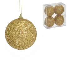 Kit com 4 Bolas Natalinas Espressione 8 cm Dourado III