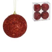 Kit com 4 Bolas Natalinas Espressione 8 cm Vermelho