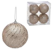 Kit com 4 Bolas Natalinas Espressione Champanhe 10 cm
