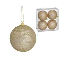 Kit com 4 Bolas Natalinas Espressione Champanhe 8 cm