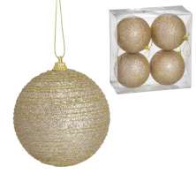 Kit com 4 Bolas Natalinas Espressione Champanhe II 10 cm