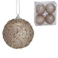 Kit com 4 Bolas Natalinas Espressione Champanhe III 10 cm