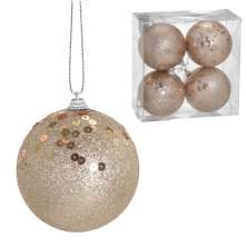 Kit com 4 Bolas Natalinas Espressione Champanhe III 8 cm