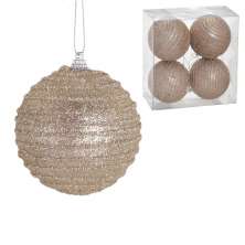 Kit com 4 Bolas Natalinas Espressione Champanhe V 10 cm