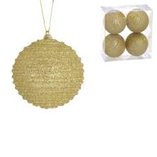 Kit com 4 Bolas Natalinas Espressione Champanhe V 8 cm
