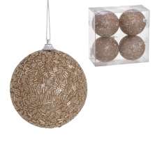 Kit com 4 Bolas Natalinas Espressione Champanhe VI 10 cm