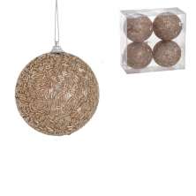 Kit com 4 Bolas Natalinas Espressione Champanhe VI 8 cm