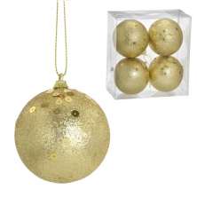 Kit com 4 Bolas Natalinas Espressione Dourado III 10 cm
