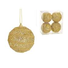 Kit com 4 Bolas Natalinas Espressione Dourado III 8 cm