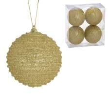 Kit com 4 Bolas Natalinas Espressione Dourado IV 10 cm