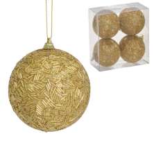 Kit com 4 Bolas Natalinas Espressione Dourado V 10 cm