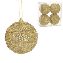 Kit com 4 Bolas Natalinas Espressione Dourado VI 10 cm