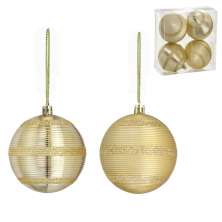 Kit com 4 Bolas Natalinas Espressione Dourado VII 8 cm