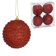 Kit com 4 Bolas Natalinas Espressione Vermelho II 10 cm
