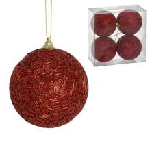Kit com 4 Bolas Natalinas Espressione Vermelho III 10 cm