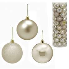 Kit com 50 Bolas Natalinas Espressione Champanhe 6 cm