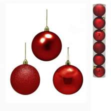 Kit com 6 Bolas Decorativas para Árvore de Natal Espressione Christmas I Vermelho 8x7 cm